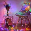 A string of colorful LED lights is draped over a chair and a small table with a vase of dried flowers. Náhled obrázku produktu