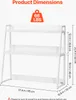 A white shelf unit with dimensions and weight indicated. Podgląd zdjęcia produktu