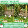 A split image showing a chicken coop before and after the addition of a vertical ladder system, with text highlighting the benefits. Náhled obrázku produktu