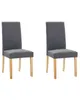 Two gray upholstered dining chairs with wooden legs are shown against a white background. Náhled obrázku produktu