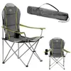 A camping chair and its carrying bag are displayed against a white background. Produktbild-Vorschau