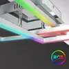 Close-up of a modern ceiling light fixture with integrated RGB LED lighting. Produktbild-Vorschau