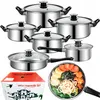 Küchen-Topfset aus Stahl und Pfanne 12 Elemente Stahl Produktbild-Vorschau 1