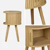 A collage of images showing a wooden nightstand from different angles. Produktbild-Vorschau