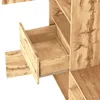 A close-up view of an open drawer in a wooden furniture piece, showing the interior and drawer slides. Voir les images du produit