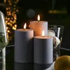 LED Stumpenkerze MIA - Kunststoff - realistische 3D Flamme - H: 15cm - outdoor - grau Produktbild-Vorschau