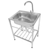 A stainless steel sink with a faucet and a dish rack, shown on a white background. Náhled obrázku produktu