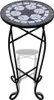 A black metal plant stand with a mosaic tabletop. Produktbild-Vorschau