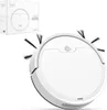 A white robot vacuum cleaner is shown in the foreground, with its packaging in the background. Produktbild-Vorschau