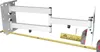 A white TV wall mount with a measuring tape and a smaller measuring tape in front of it on a white background. Produktbild-Vorschau