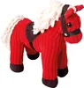 A red plush toy horse with white mane and tail, and a brown saddle. Podgląd zdjęcia produktu