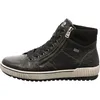 Side view of a black high-top sneaker. Voir les images du produit