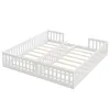 A white wooden children's bed frame with guardrails, shown from a diagonal angle against a white background. Anteprima dell’immagine prodotto