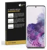 A product box for a screen protector is shown next to a smartphone with a floral wallpaper. Produktbild-Vorschau