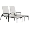 vidaXL Sonnenliegen 2 Stk. mit Fußhocker PE-Rattan Braun Produktbild-Vorschau 1