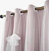 Close-up of pink curtains with sheer white overlay and a white tulle bow. Náhled obrázku produktu