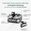 A product shot of an egg cooker with various features labeled with text overlays. Produktbild-Vorschau
