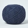HOMESCAPES Grande pouf lavorato all'uncinetto, blu scuro, Anteprima dell’immagine prodotto 1