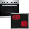 A built-in oven and a ceramic hob are shown side-by-side. Produktbild-Vorschau