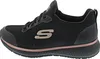 A side view of a single black Skechers sneaker with rose gold accents. Produktbild-Vorschau