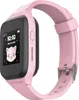 A pink smartwatch with a black screen and strap, shown from a side angle against a white background. Produktbild-Vorschau