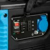 A close-up view of the control panel of a portable generator, showing various ports and switches. Produktbild-Vorschau