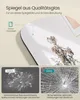 A close-up view of a mirror with a floral design, alongside two comparison images showing broken glass. Produktbild-Vorschau
