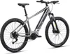 A silver and black electric mountain bike is shown against a white background. Produktbild-Vorschau