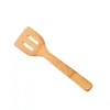 A wooden spatula with slots is shown against a white background. Podgląd zdjęcia produktu