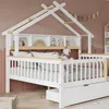 A child's bed with a house-shaped frame and built-in shelving. Náhled obrázku produktu