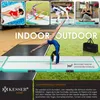 A collage of images showing different uses of an inflatable airtrack mat, with a main image of a gymnast performing on the mat. Produktbild-Vorschau