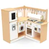 A wooden toy kitchen set with various appliances and accessories. Podgląd zdjęcia produktu