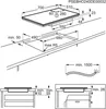 Diagrams and dimensions for an induction cooktop. Podgląd zdjęcia produktu