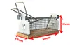 A metal and wood live trap for rodents, with dimensions indicated. Produktbild-Vorschau