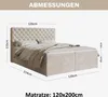 MOTIVENA Nero Chesterfield Boxspringbett 120x200 Beige Samt Produktbild-Vorschau 7