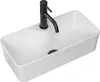 A white rectangular basin with a black faucet. Anteprima dell’immagine prodotto