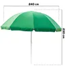 A green umbrella with dimensions indicated. Voir les images du produit