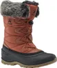 A single brown winter boot with black sole and gray fur trim. Produktbild-Vorschau