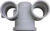 A white PVC pool massage nozzle with multiple outlets, shown against a white background. Náhled obrázku produktu