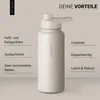 Trinkflasche Edelstahl 1L Thermoflasche Sport Gym Flasche isoliert beige Vinsun Produktbild-Vorschau