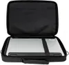 An open black laptop bag with a silver laptop inside. Produktbild-Vorschau