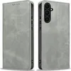A product image showing a gray flip cover case for a Samsung Galaxy A56 5G, displayed from two angles. Produktbild-Vorschau