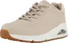 A side view of a beige Skechers Uno Shimmer Away sneaker. Produktbild-Vorschau