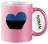 Huuraa Glitzertasse Estland Flagge Herz 330ml Pink Keramik Produktbild-Vorschau 1