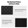 Close-up views of black interlocking floor tiles, highlighting their diamond pattern texture on both the top and bottom surfaces. Podgląd zdjęcia produktu