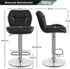 Diagrams showing the dimensions of a black bar stool. Produktbild-Vorschau