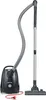 A black bagless vacuum cleaner with a silver telescopic tube and a gray hose, shown on a white background. Produktbild-Vorschau