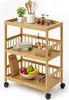Carrello da cucina Relaxdays, in bambù, 3 ripiani, per Anteprima dell’immagine prodotto 1