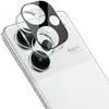 A close-up view of a smartphone camera lens protector placed over the camera module of a white smartphone. Produktbild-Vorschau