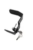 A black metal trash can lock with two keys is shown against a white background. Produktbild-Vorschau